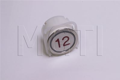 BOUTON MG21G (rond, inox brossé)LUM ROUGE 24V symbole 12