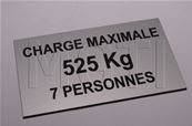 PLAQUE CHARGE CABINE (autocollante 60*100) 525Kg 7 Pers