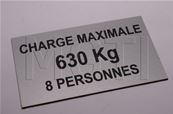 PLAQUE CHARGE CABINE (autocollante 60*100) 630Kg 8 Pers